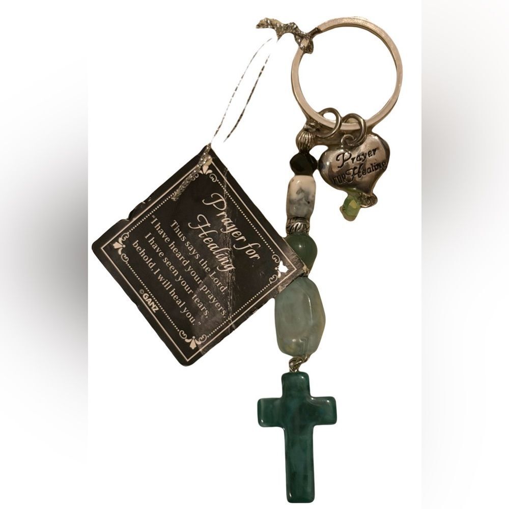 Prayer for Healing Keychain with Green Cross